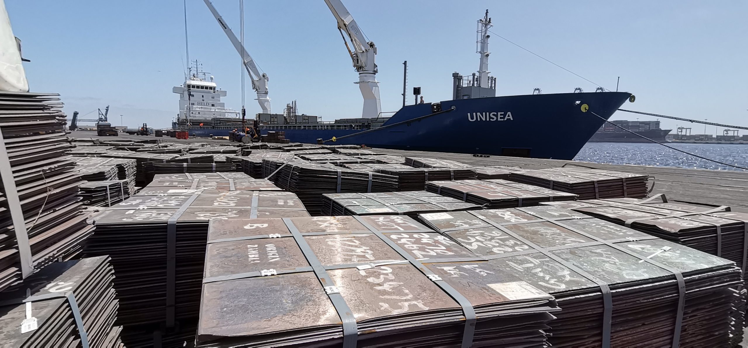 The Namibian Ports Authority records the second breakbulk shipment of copper Cathodes via the Port of Walvis Bay