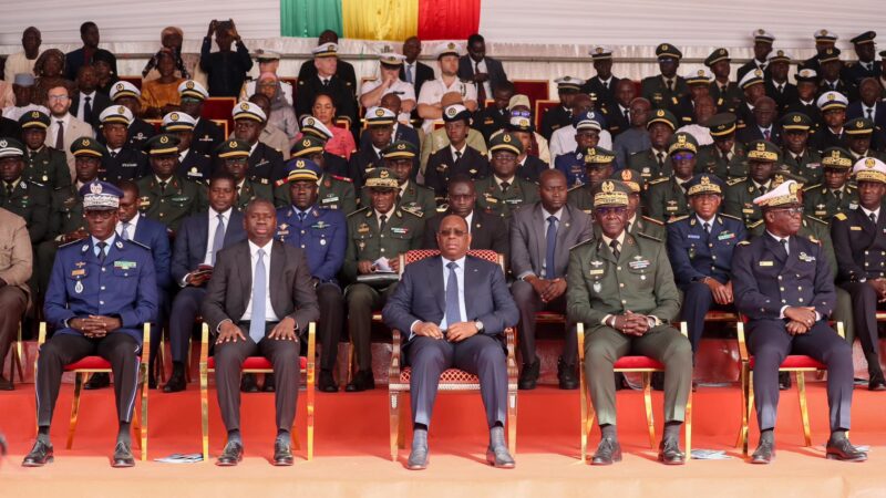 President Macky SALL christens the brand new offshore patrol vessel NIANI during the ceremony celebrating the 49th anniversary of the Senegalese Navy