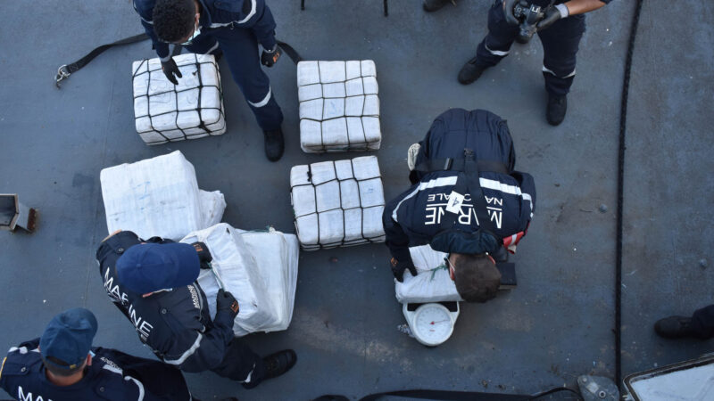 A French Navy vessel seizes over 10 tons of cocaine off the African coast