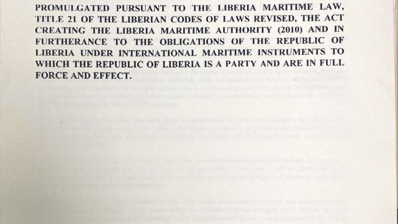 Liberia Maritime Authority Issues New Regulation