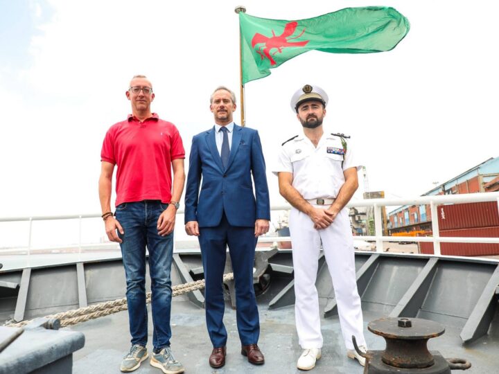 The French naval patrol vessel Le Malin calls at the Port of Mombasa
