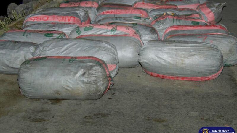 GHANA NAVY INTERCEPTS 37 SACKS OF SUSPECTED INDIAN HEMP SOUTH OF SEGE
