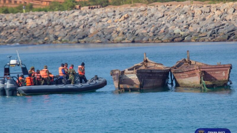 GHANA NAVY CONFISCATES EIGHT UNREGISTERED BOATS IN ANTI-FUEL BUNKERING OPERATION