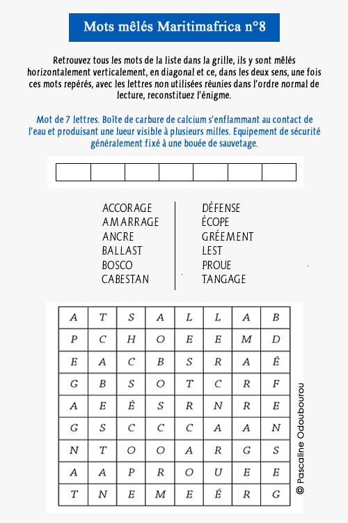 Mots mêlés maritimafrica n°8