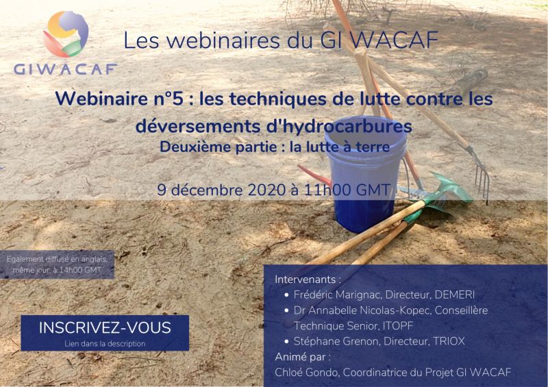 5e webinaire du GI WACAF : « Les techniques de lutte contre les déversements d’hydrocarbures » Deuxième partie