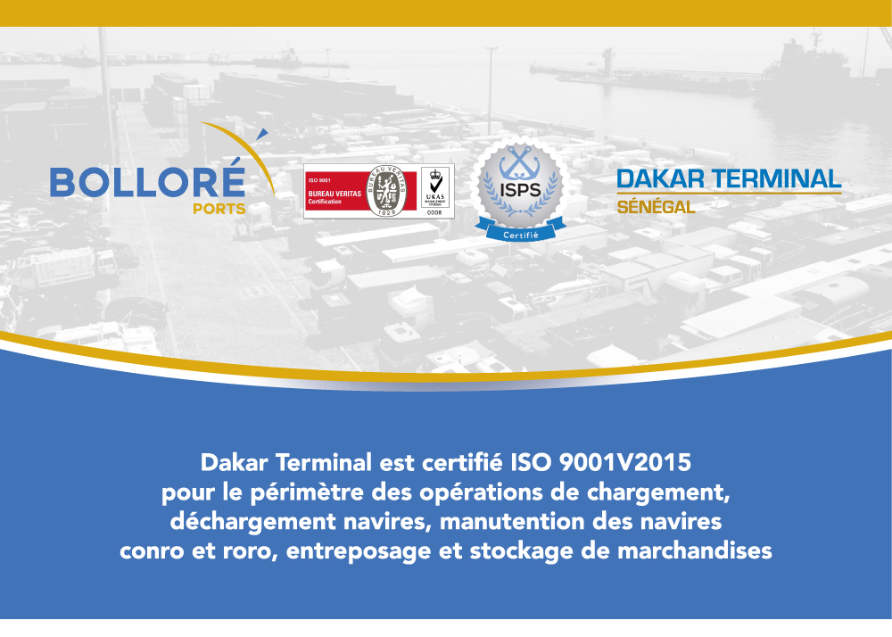 LE TERMINAL ROULIER DU PORT DE DAKAR, CERTIFIE ISO 9001:2015