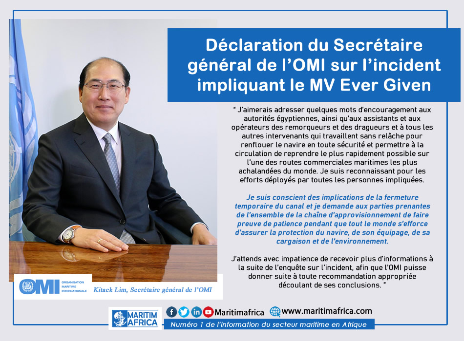 Déclaration du Secrétaire général de l’OMI sur l’incident impliquant le MV Ever Given