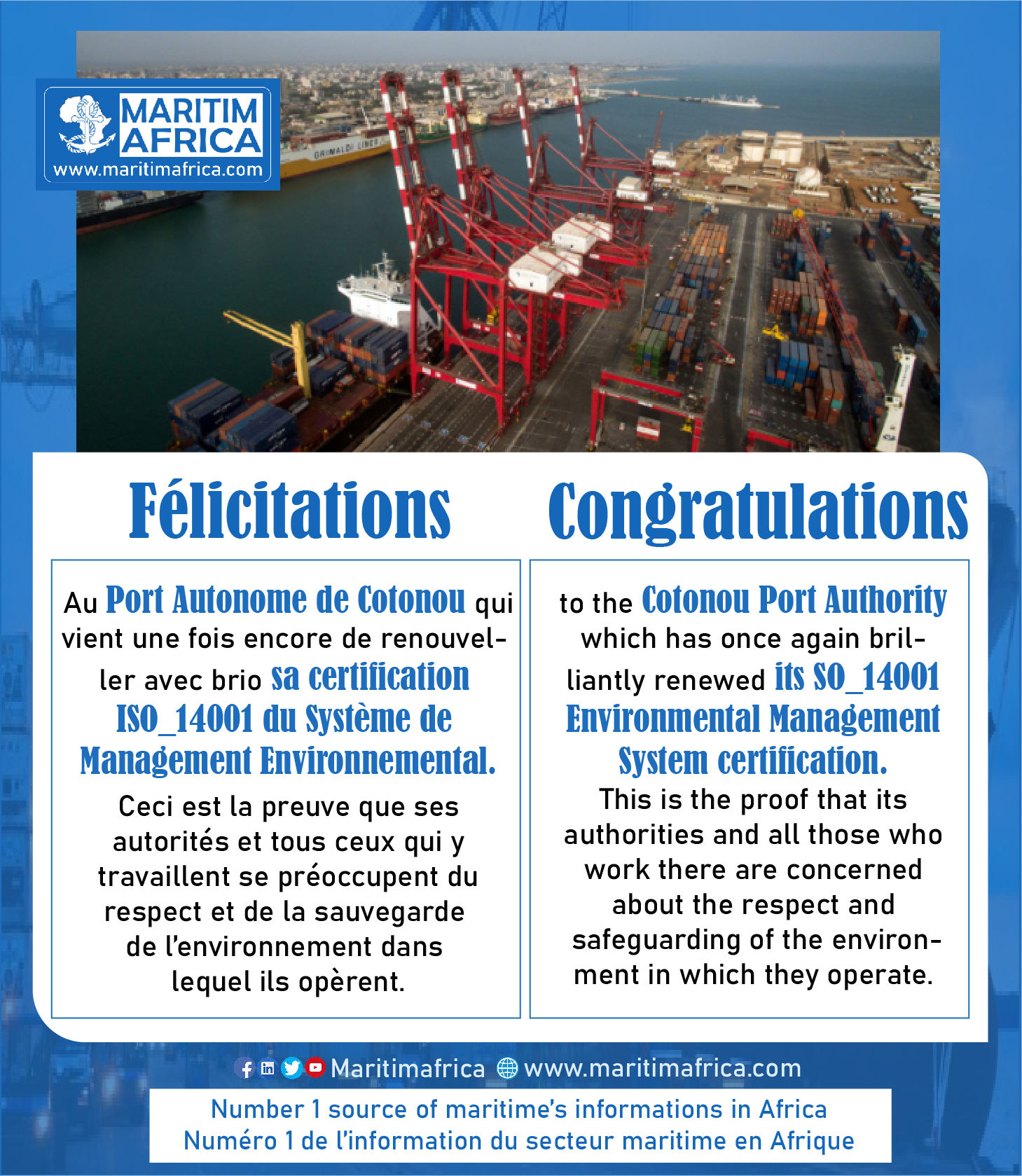 Port Autonome de Cotonou : Certification ISO 14001