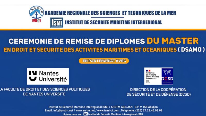 Cérémonie de remise de diplôme Master II aux étudiants en Droit et Sécurité des Activités Maritimes et Océaniques (DSAMO), Vendredi 27 février 2026, ISMI-ARSTM