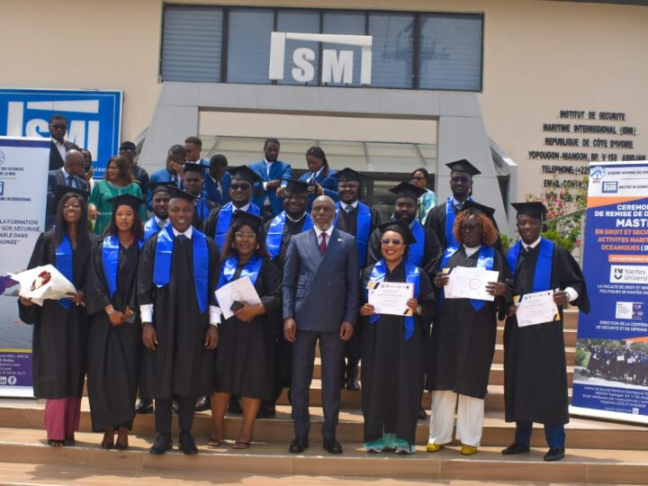 ISMI/ARSTM : 21 cadres issus de cinq (5) administrations du golfe de Guinée reçoivent leurs diplômes de Master en Droit et Sécurité des Activités Maritimes et Océaniques (DSAMO)