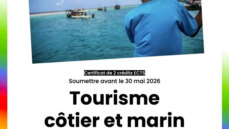 Appel à candidature : Formation courte certifiante sur le Tourisme Côtier et Marin (TCM), 2026